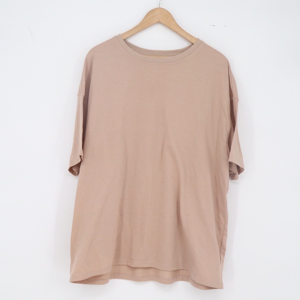 Unbranded T-Shirt Womens XL T01 UKJSS Tan Oversized Short Sleeve Basic Excellent